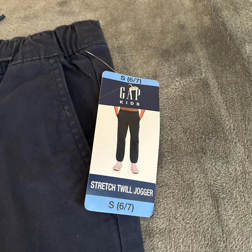 GAP‎ Kids Stretch Twill Jogger Pants Elastic Waist Navy Blue Youth Small (6/7)